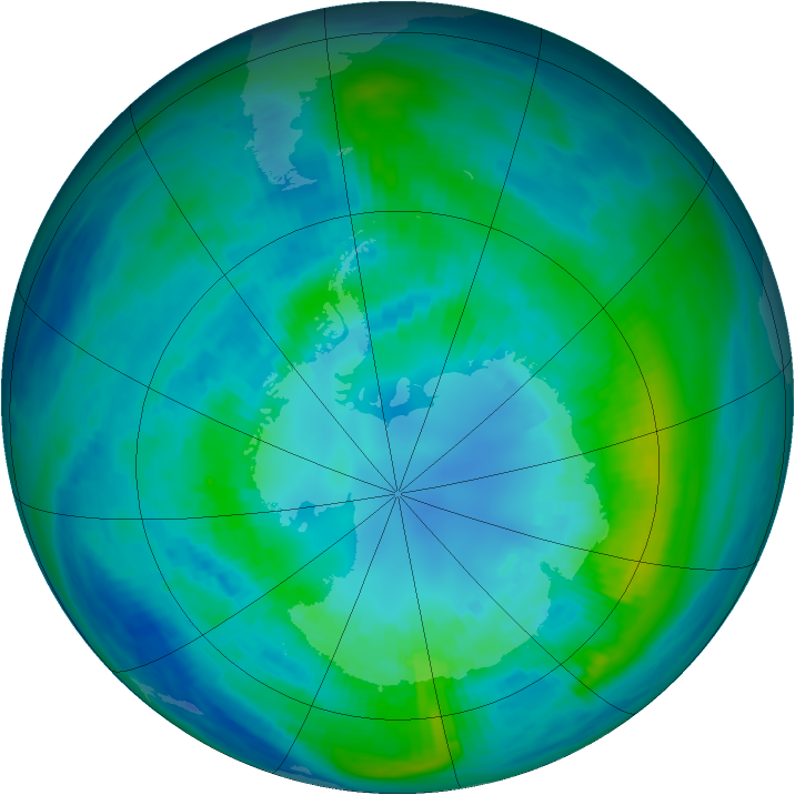 Antarctic ozone map for 13 April 1987